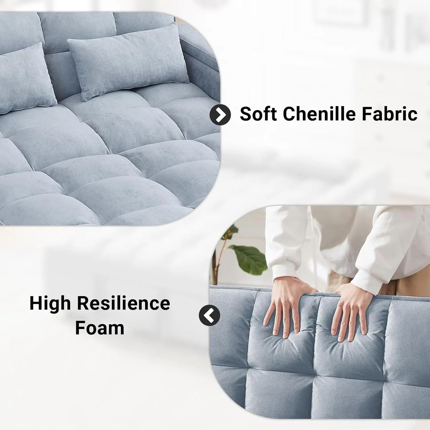 3 in 1 Sofa Bed, Pull Out Couch with Side Table, 65'' Convertible Loveseat with Adjustable Backrest, Chaise Lounge with USB and - Image 5