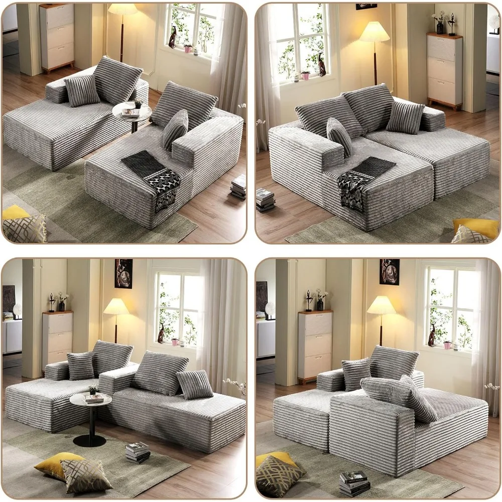 Living Room Chairs, 74.8" W Oversized Chaise Lounge Chair, Sectional Double Lounge Chaise with Pillows, Living Room Chairs - Image 2