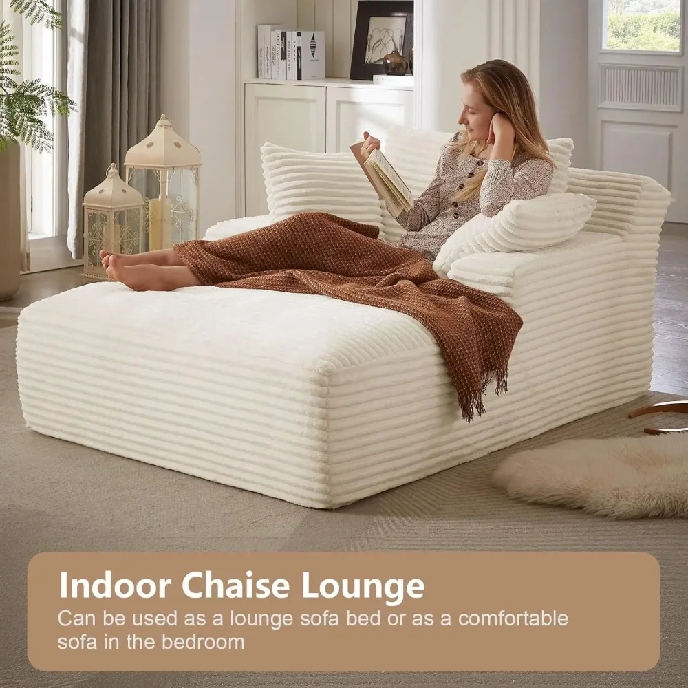 Oversized Chaise Lounge Chair,Corduroy Fabric Single Sofa Chair,Upholstered Lounge Chair with Pillows Suitable for bedrooms - Image 6